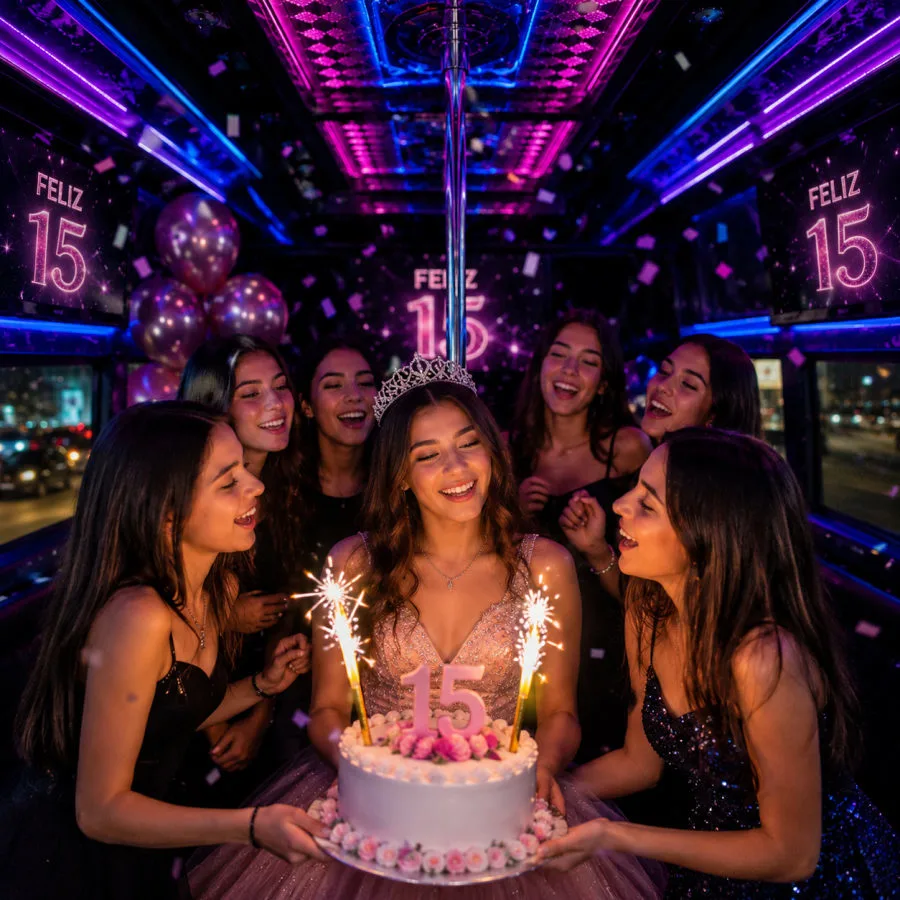 Fiesta de 15 años en bus disco Santiago