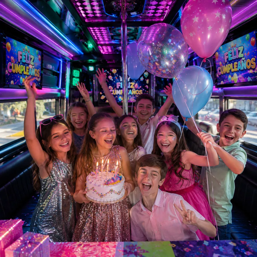 Cumpleaños infantil en bus Santiago